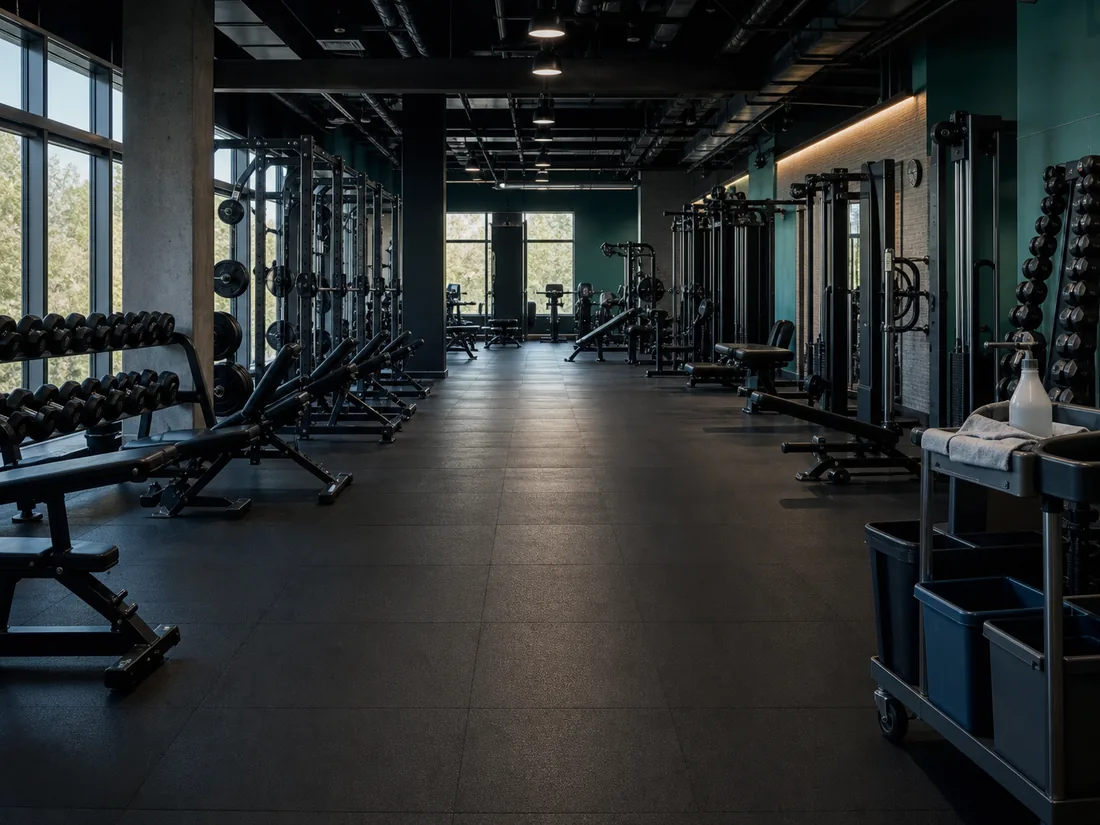 Fitnessstudio-Reinigung in München auf einer sauberen Trainingsfläche