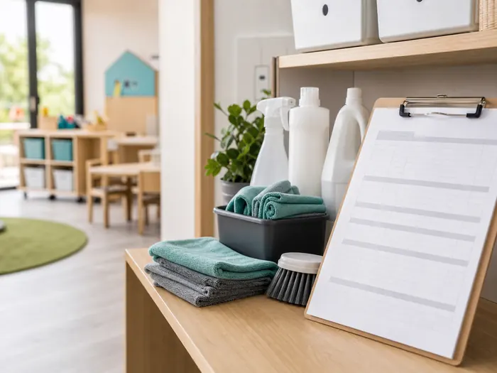Vorbereitete Checkliste für die Reinigung einer Kindertagesstätte